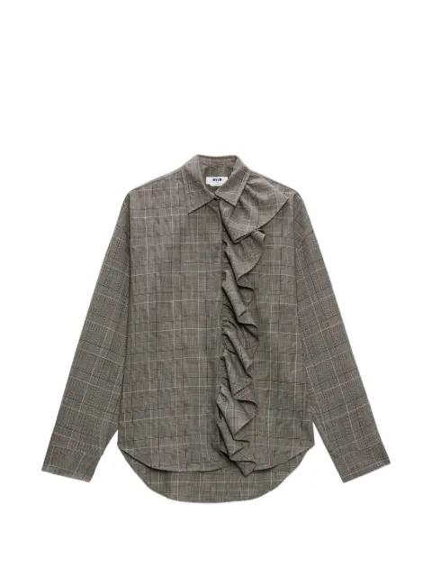 ruffled-detail check-pattern shirt by MSGM