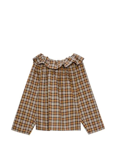 ruffled-detail plaid-pattern blouse by MSGM
