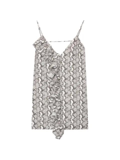 ruffled-detail snakeskin-print mini dress by MSGM