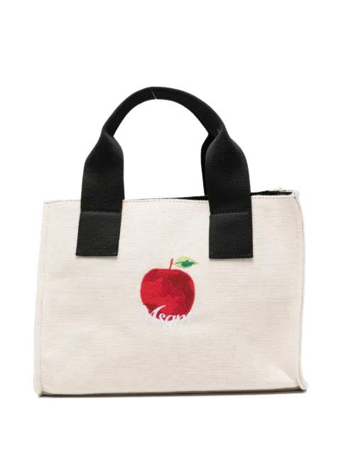 small apple embroidered tote bag by MSGM
