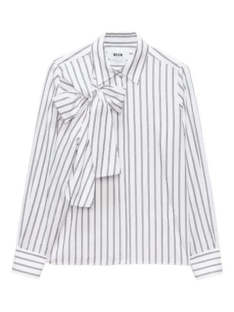striped bow-detail shirt by MSGM