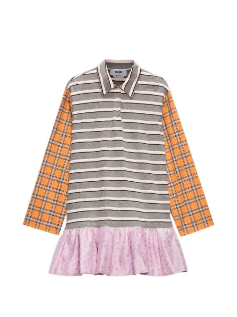 striped check panel mini dress by MSGM