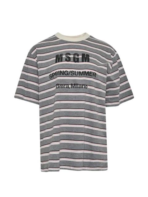 striped logo-print T-shirt by MSGM