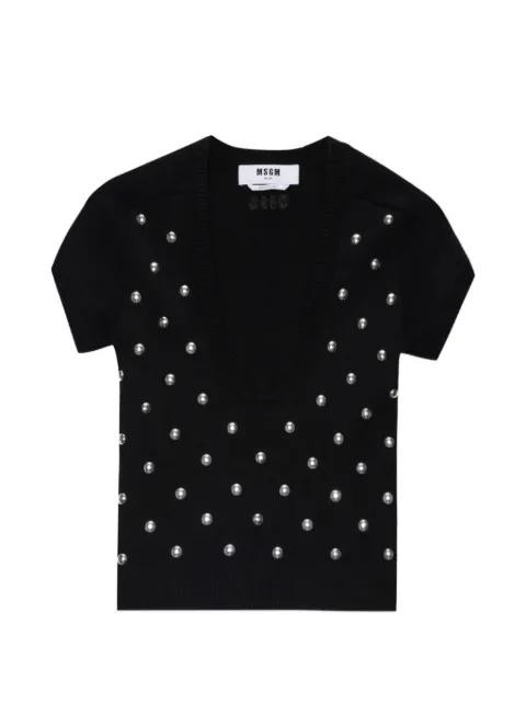studded-embellished T-shirt by MSGM