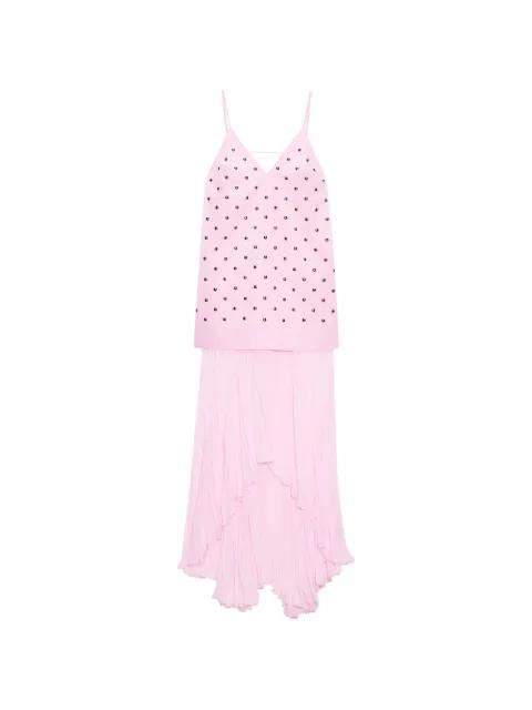 studded pleated asymmetric dress by MSGM
