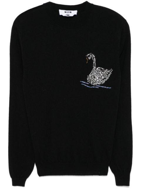 swan-motif sweater by MSGM