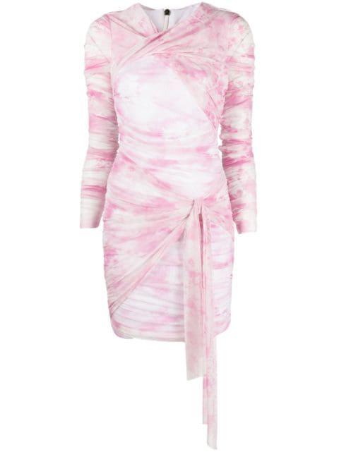 tie-dye ruched short dress by MSGM