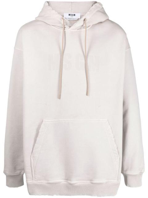 tonal logo-print cotton hoodie by MSGM
