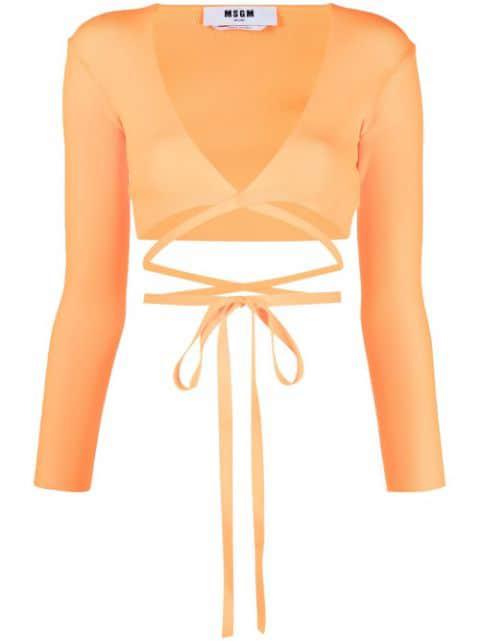 wrap knitted crop top by MSGM
