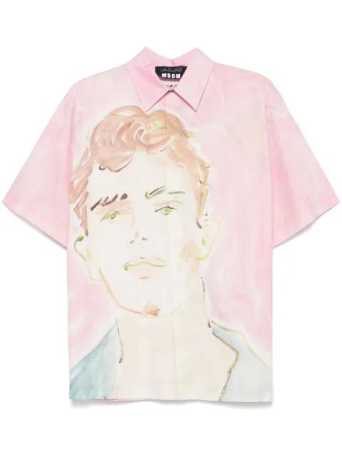 x Luke Edward Hall illustration style-print shirt by MSGM