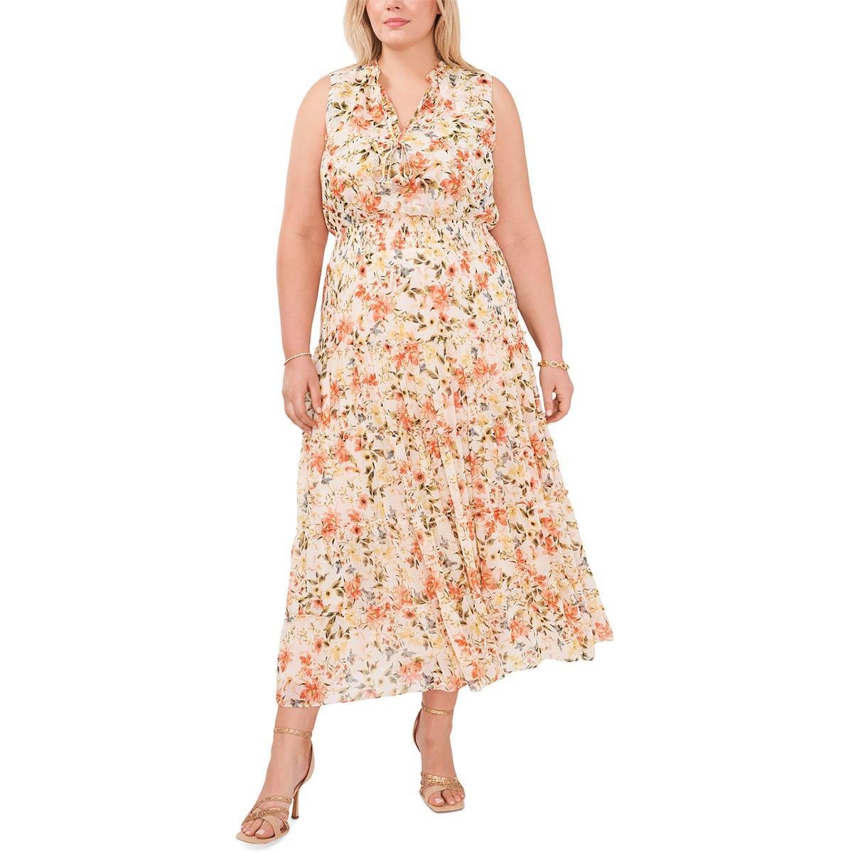 MSK Womens Plus Floral Print Long Maxi Dress by MSK WOMEN