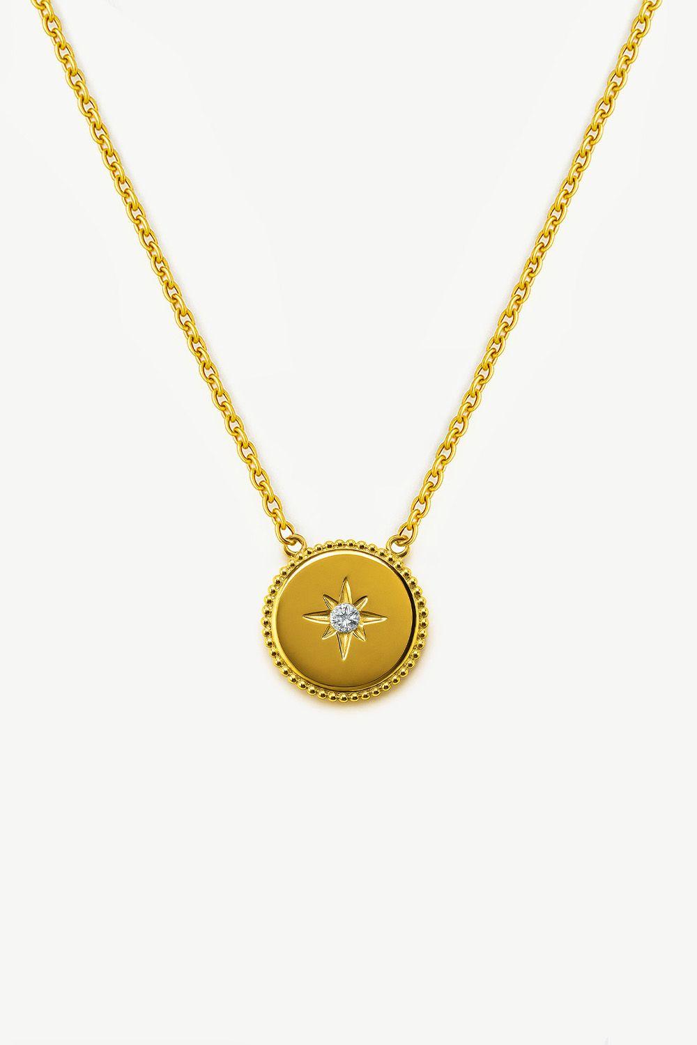 18k Gold Coin Necklace With North Star by MUCHV