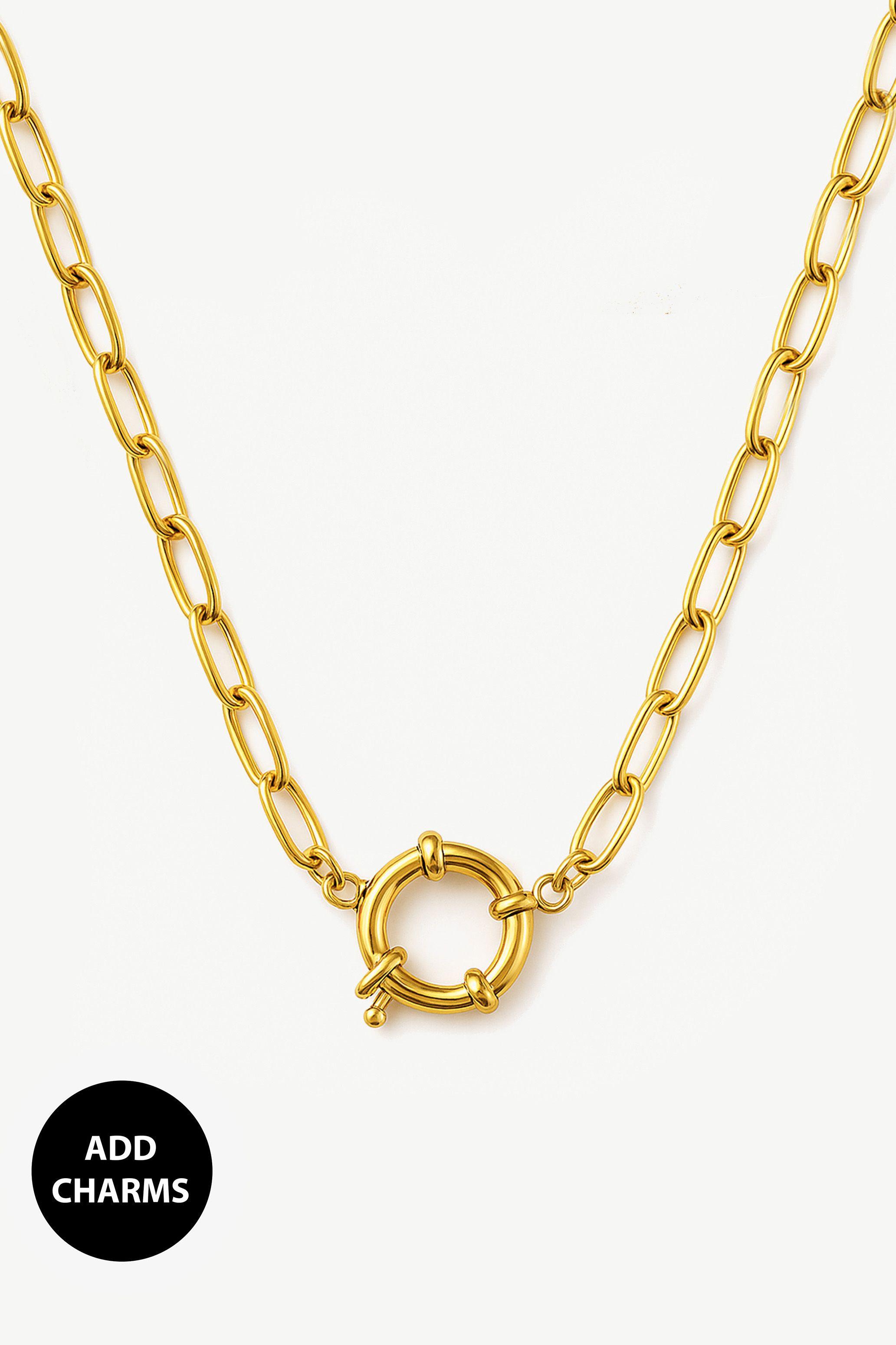 18k Gold Link Chain Necklace For Charms by MUCHV