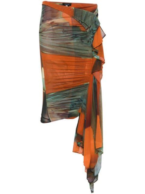 Archive-print ruched skirt by MUGLER