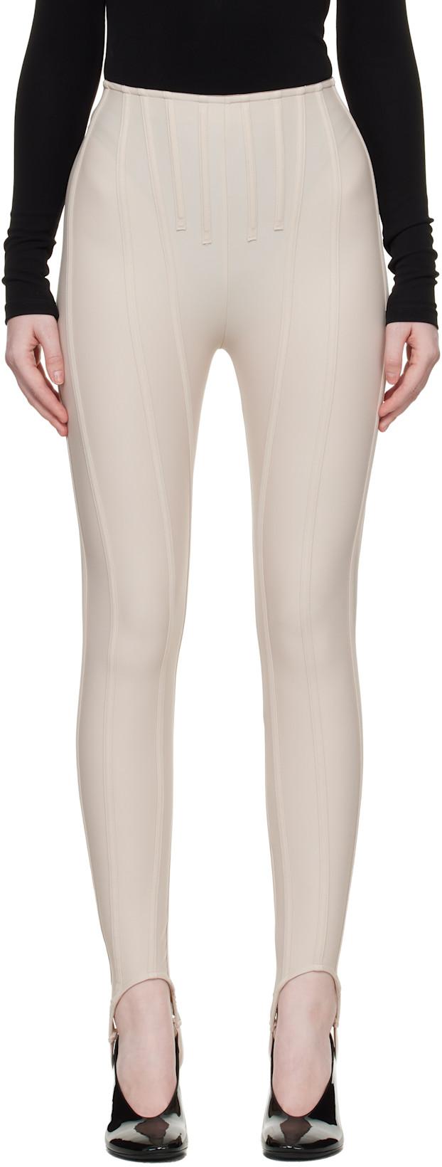 Beige Corseted Leggings by MUGLER