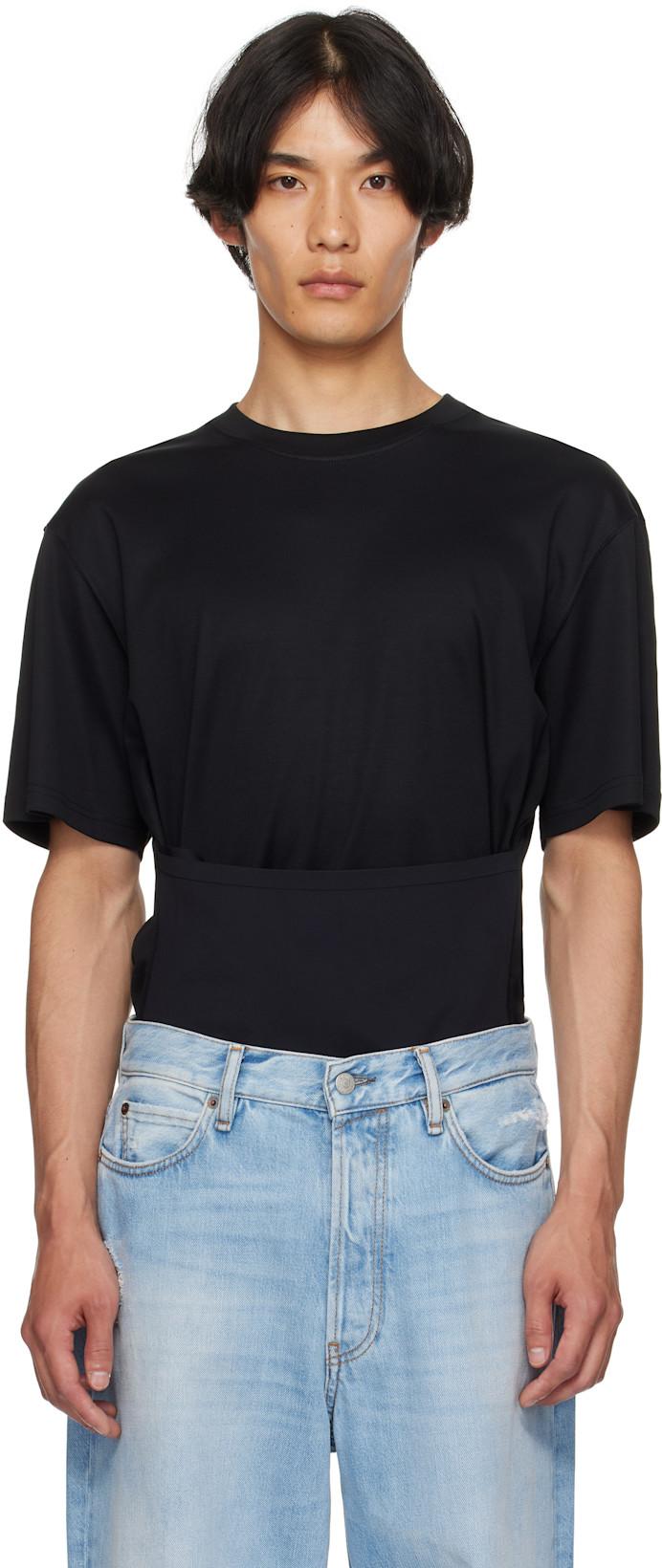 Black Boxy Corset T-shirt by MUGLER
