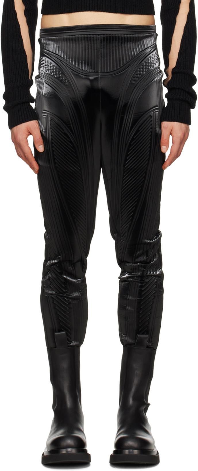 Black Embossed Trousers by MUGLER