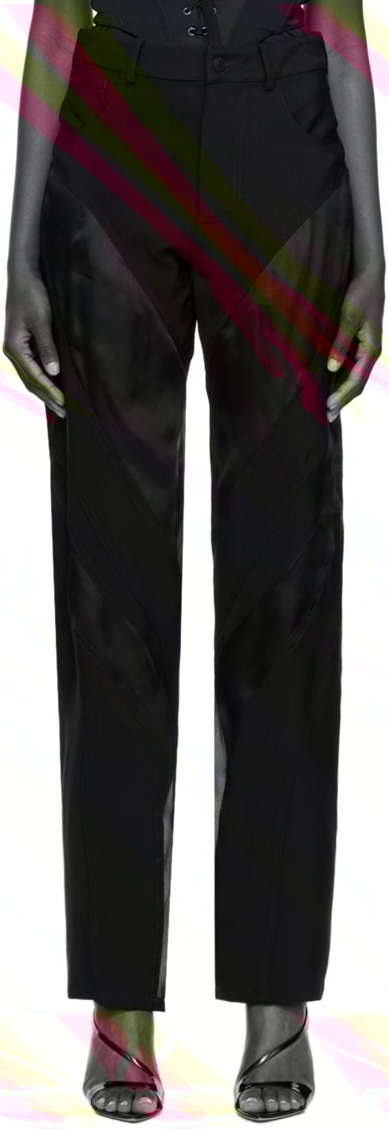 Black Paneled Trousers by MUGLER