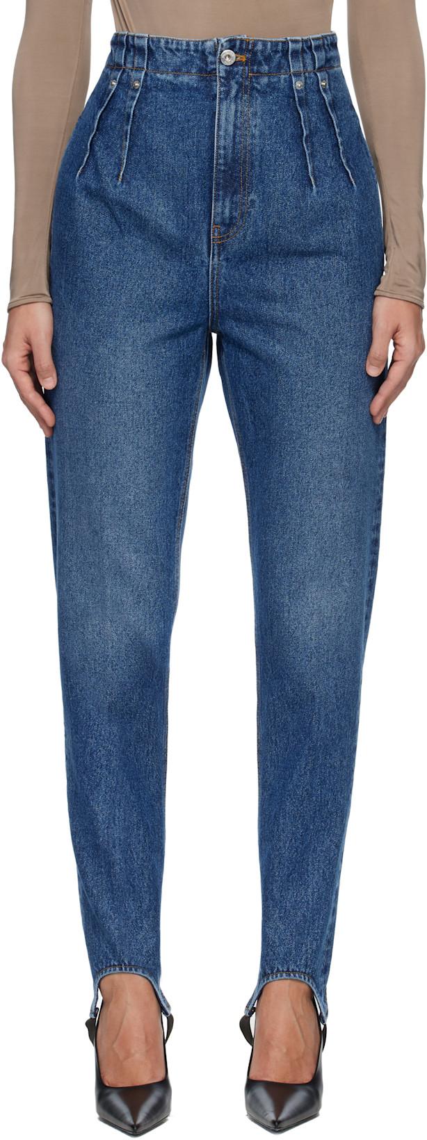 Blue Denim Cigarette Stirrup Jeans by MUGLER