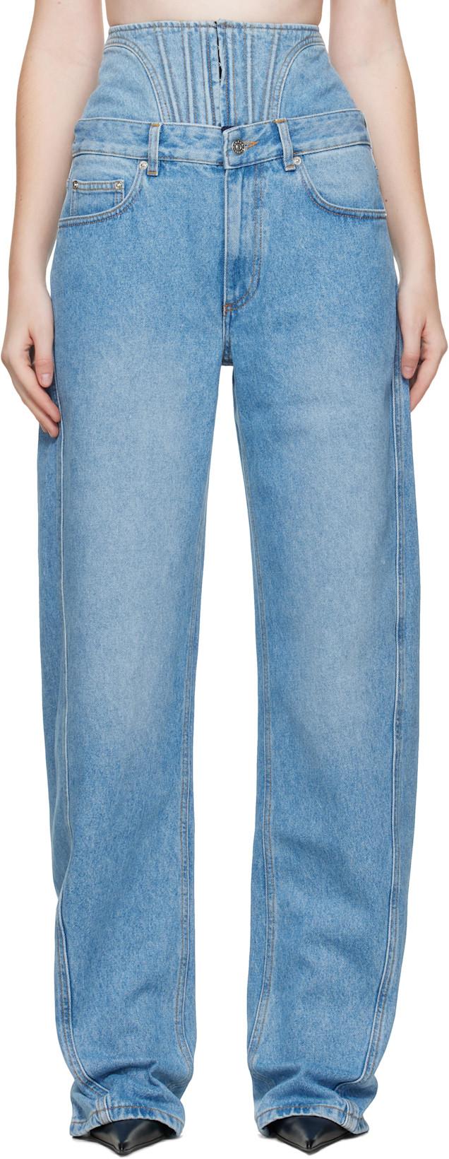 Blue High-Waisted Corset Jeans by MUGLER