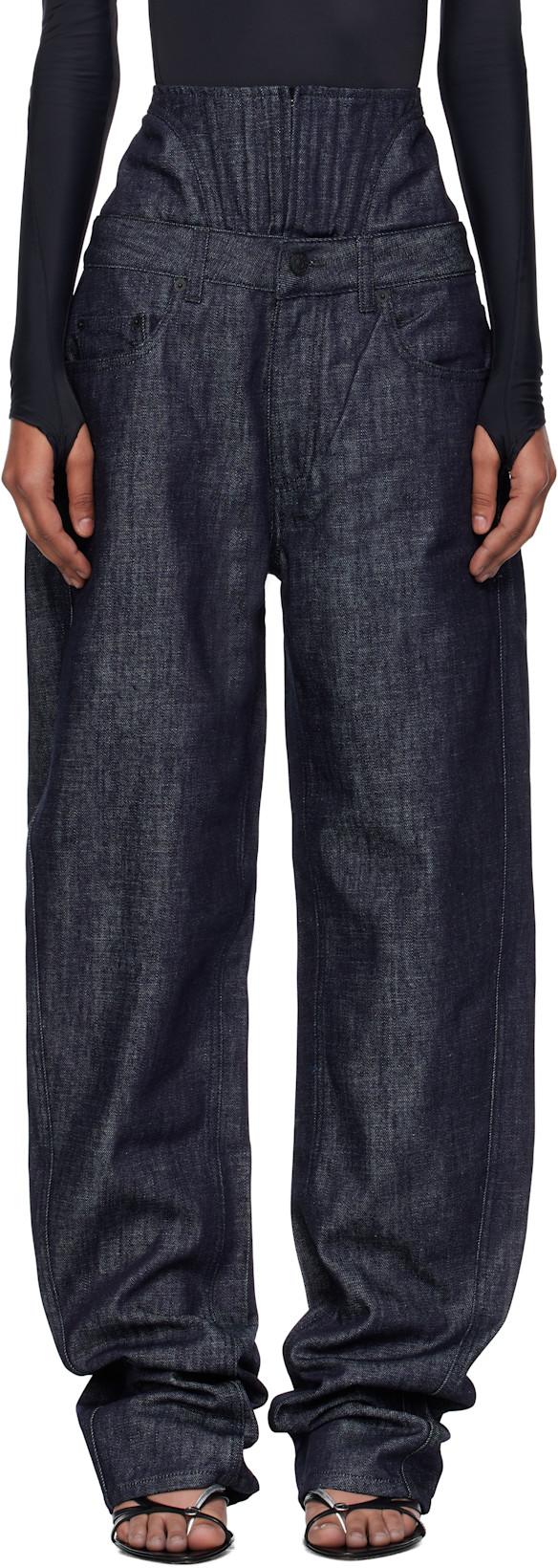 Blue High-Waisted Corset Jeans by MUGLER