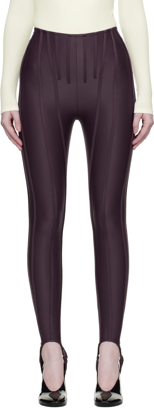 Burgundy Corseted Leggings by MUGLER