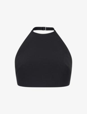 Halter-Neck Cropped Wool-Blend Top by MUGLER