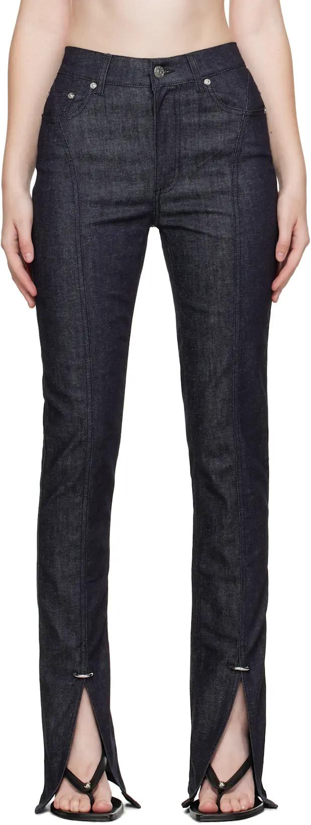 Indigo Paneled Jeans by MUGLER
