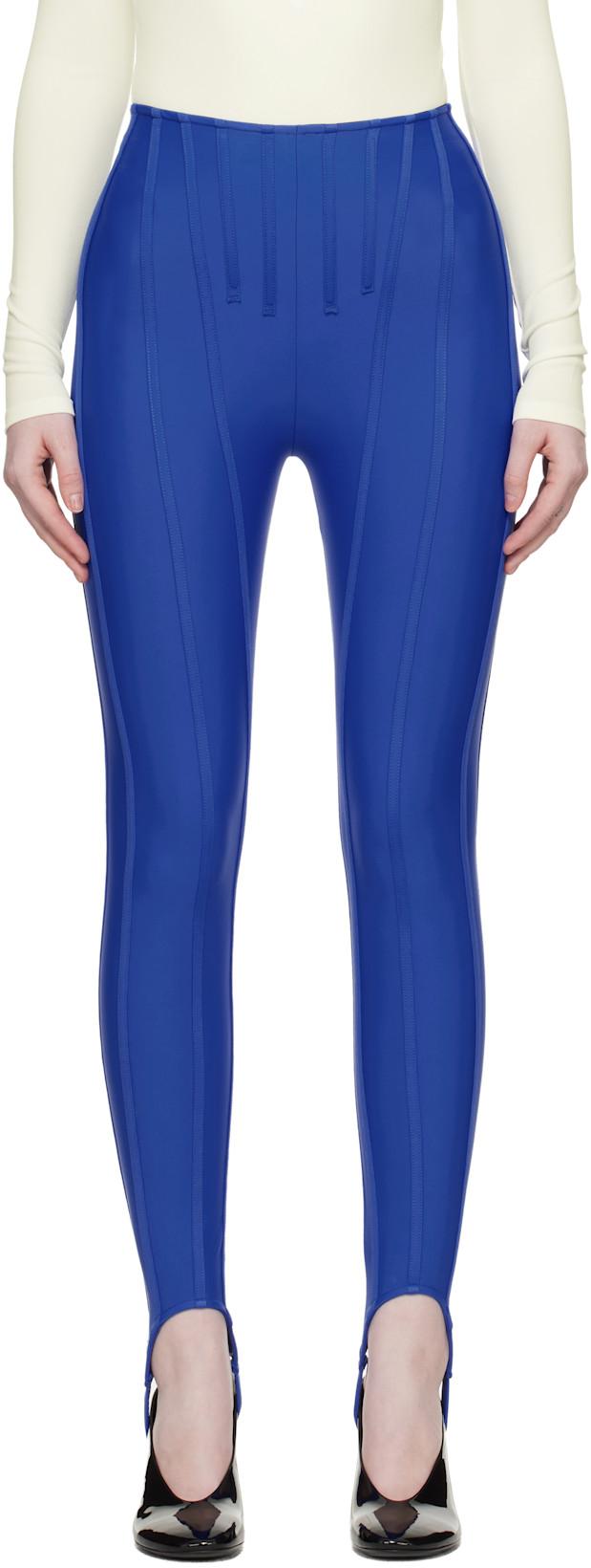 SSENSE Exclusive Blue Corseted Leggings by MUGLER