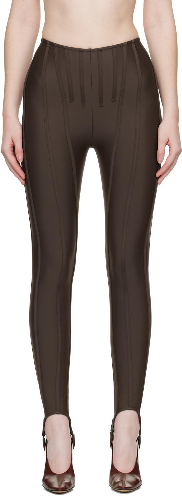 SSENSE Exclusive Brown Corseted Leggings by MUGLER