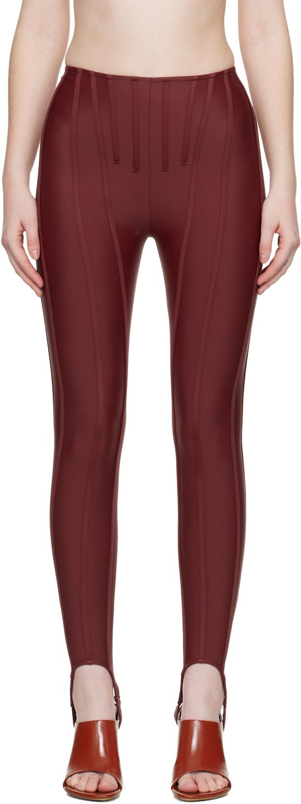 SSENSE Exclusive Burgundy Corseted Leggings by MUGLER