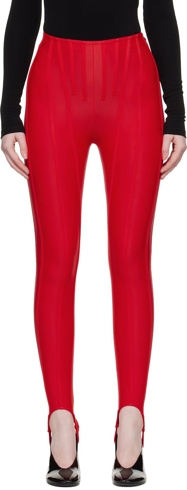 SSENSE Exclusive Red Corseted Leggings by MUGLER