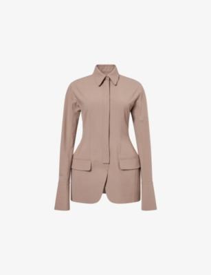Single-Breasted Peplum Wool-Blend Jacket by MUGLER