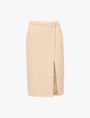 Split-Front Regular-Fit Woven Midi Skirt by MUGLER