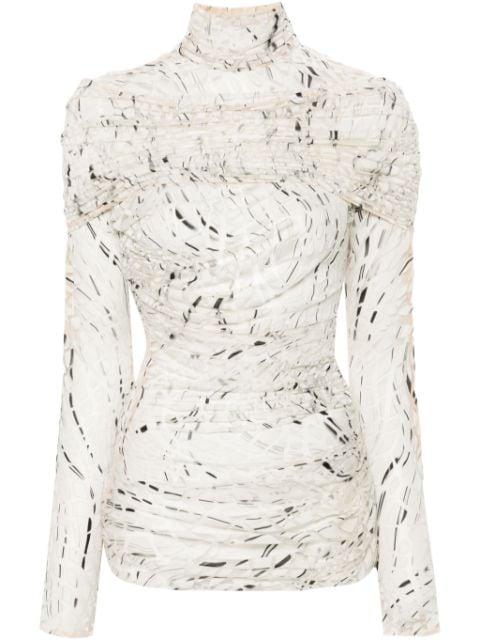 abstract-print ruched top by MUGLER