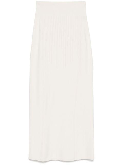 boning-detail midi skirt by MUGLER