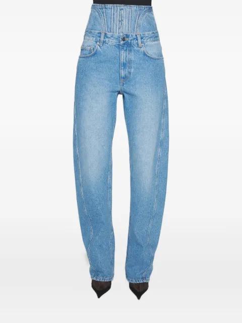 corset-detail curved jeans by MUGLER