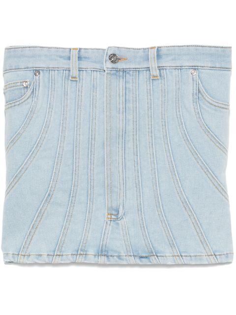 denim stitch-detailed top by MUGLER