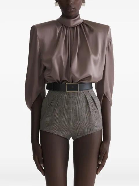 draped high-neck top by MUGLER