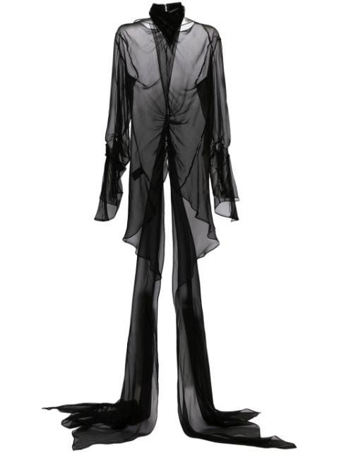 draped silk top by MUGLER