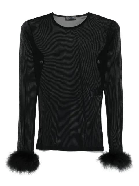 feather-cuff mesh top by MUGLER