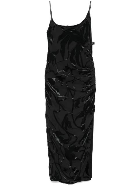 flocked midi dress by MUGLER