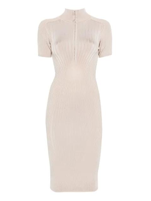 hook-and-eye ribbed-knit midi dress by MUGLER