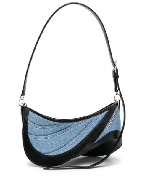 medium Spiral Curve 01 denim crossbody bag by MUGLER