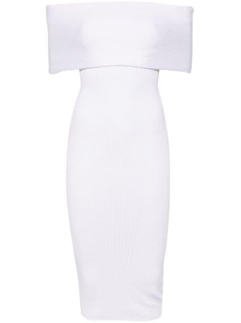 off-shoulder knit dress by MUGLER
