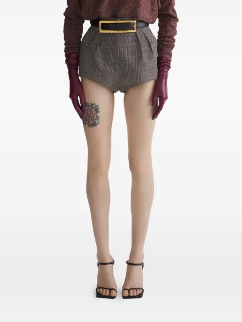 pleated check shorts by MUGLER