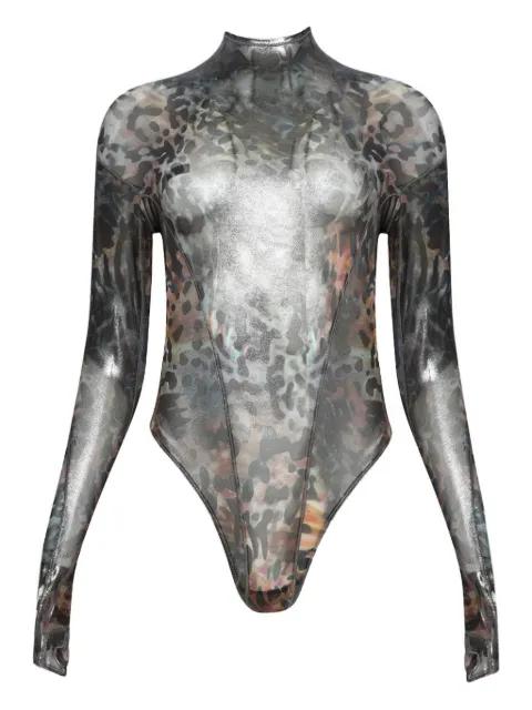 printed high-neck bodysuit by MUGLER
