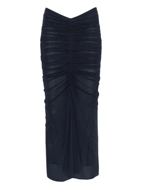 ruched mesh midi skirt by MUGLER