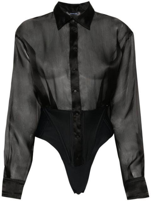 semi-sheer silk bodysuit by MUGLER
