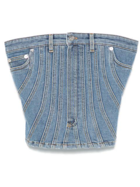 spiral denim bustier by MUGLER